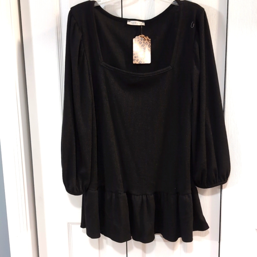 Ladies black Ruffles Babydoll top